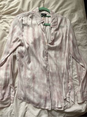 David Lerner x Evereve Pale Pink Tie-Dye Button Down Shirt